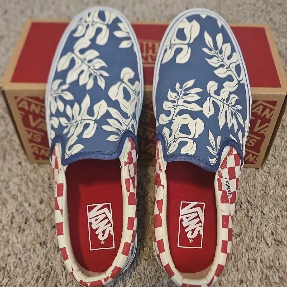 Vans Blue and White Slip-On Shoes